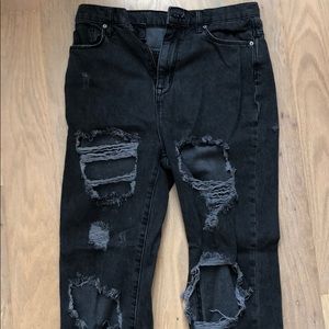 Distressed mom jeans